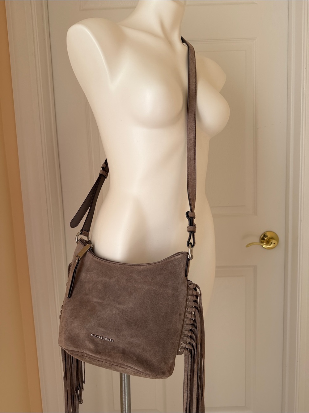 Michael Kors Gray Fringe Crossbody Bag
